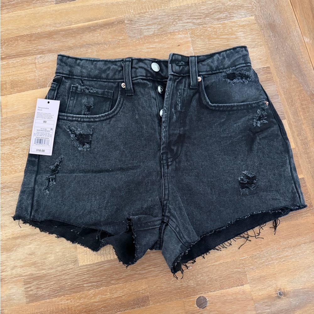 wild fable Black Distressed Super High-Rise Jean Shorts